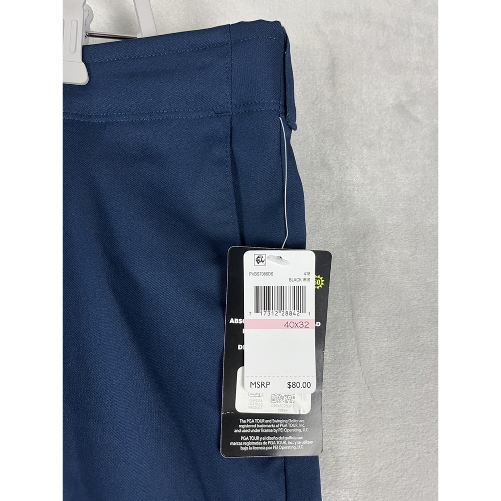 PGA TOUR Pants Men 40x32 Navy Flat Front Straight Leg Stretch SPF Golf Trouser - Picture 8 of 10
